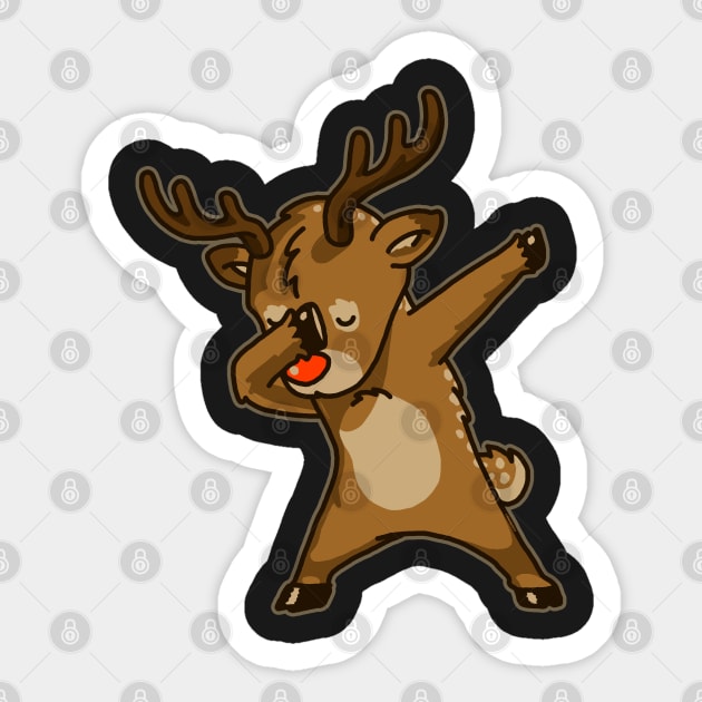 Dabbing Reindeer Shirt Christmas Dab Rudolph Reindeer TShirt 2 Sticker by vo_maria